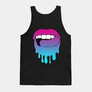 Vaporwave Dripping Lips Licking Teeth Tank Top